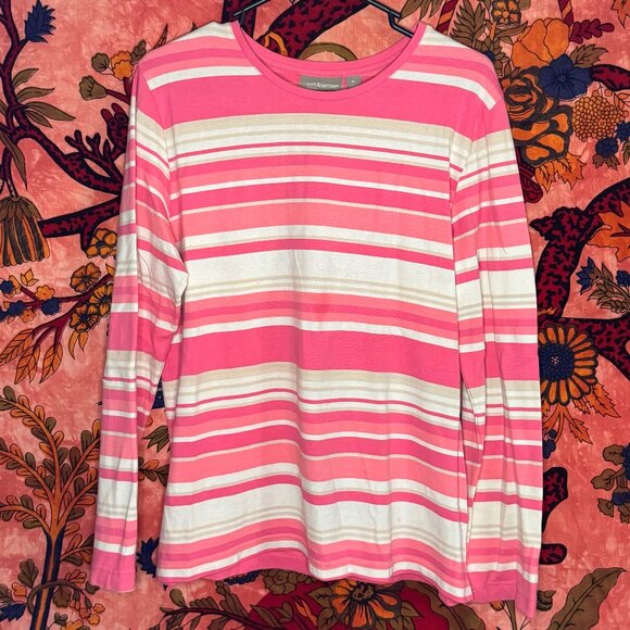croft & barrow Tops - Pink Striped Longsleeve Tee